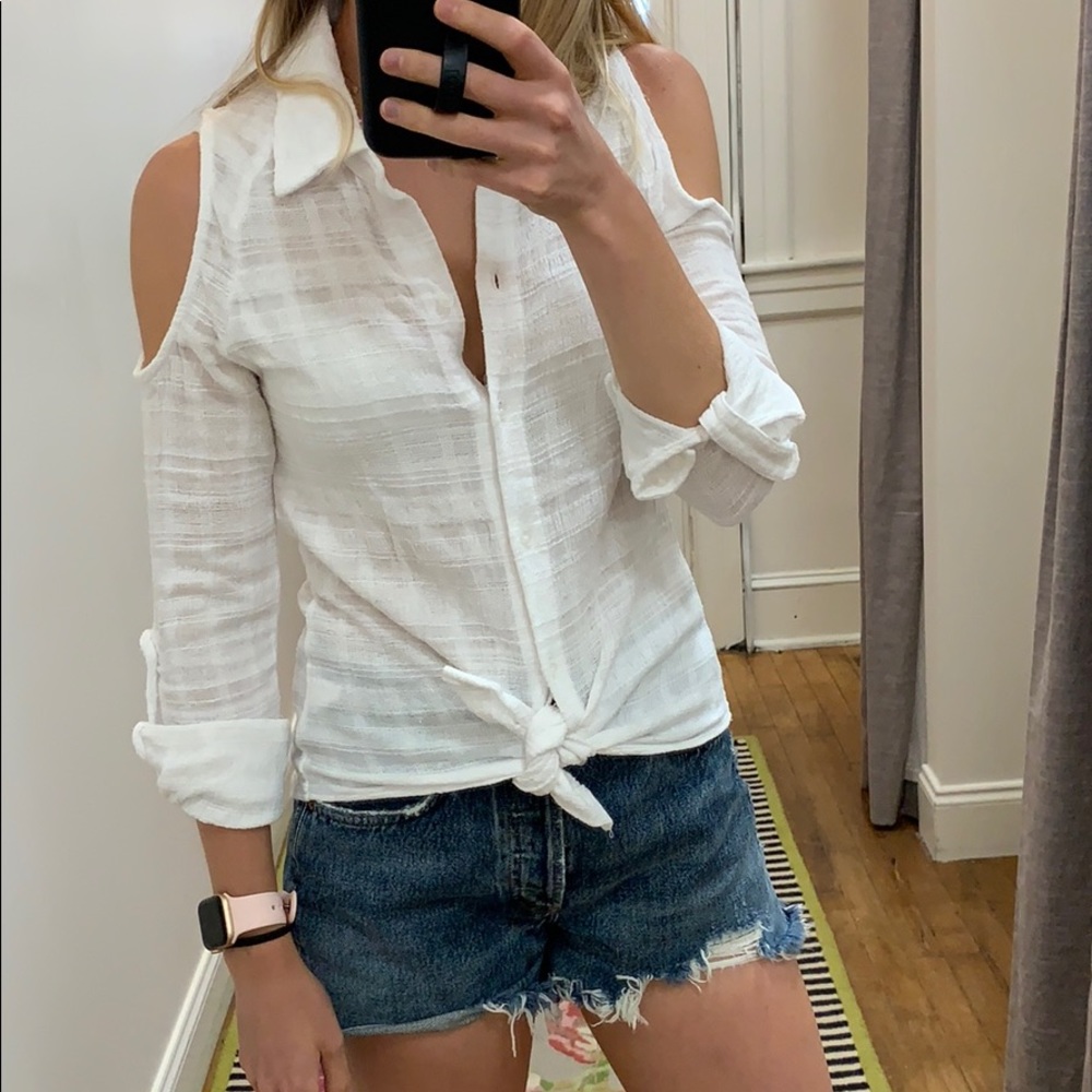 Generation love White button down w/cold shoulder